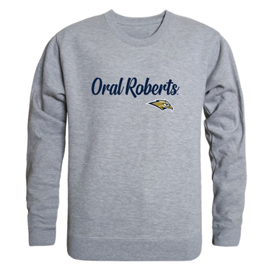 Oral Roberts University Golden Eagles Script Fleece Crewneck Pullover Sweatshirt
