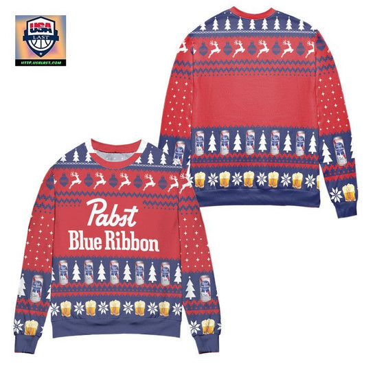 Pabst Blue Ribbon Beer Ugly Christmas Sweater ? Usalast