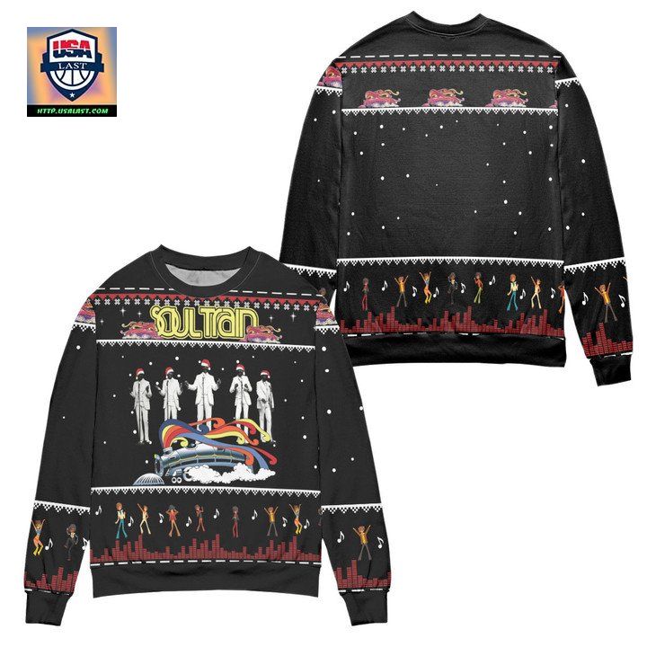 Soul Train Snowflake Pattern Ugly Christmas Sweater ? Black ? Usalast