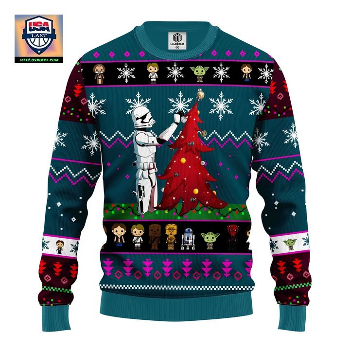 Star Wars And Tree Ugly Christmas Sweater Blue 1 Amazing Gift Idea Thanksgiving Gift ? Usalast