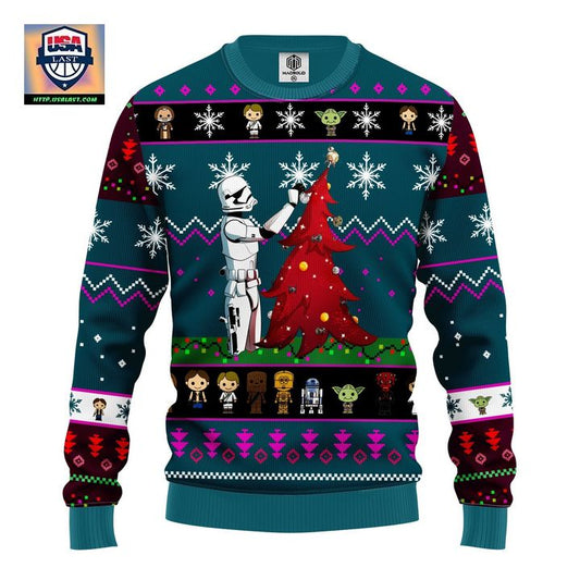 Star Wars And Tree Ugly Christmas Sweater Blue 1 Amazing Gift Idea Thanksgiving Gift ? Usalast