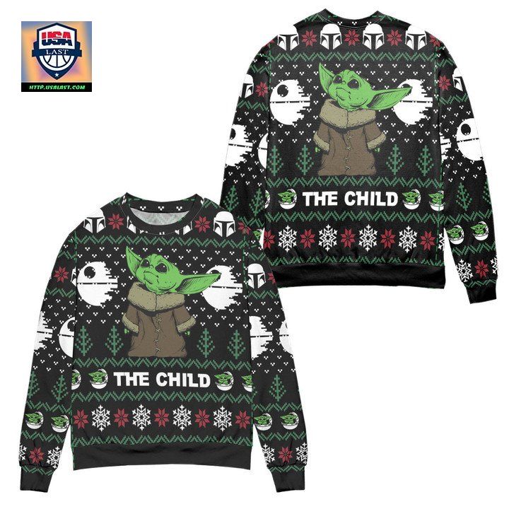 Star Wars Baby Yoda The Child Mandalorian Pattern Ugly Christmas Sweater ? Black ? Usalast