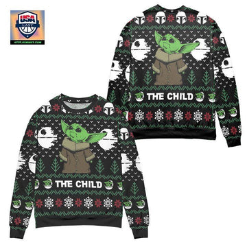 Star Wars Baby Yoda The Child Mandalorian Pattern Ugly Christmas Sweater ? Black ? Usalast