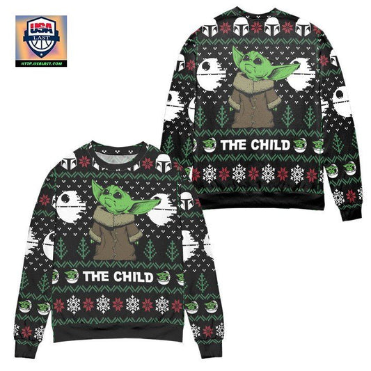 Star Wars Baby Yoda The Child Mandalorian Pattern Ugly Christmas Sweater ? Black ? Usalast