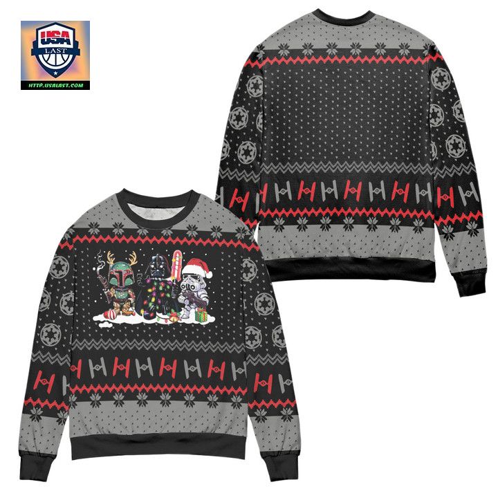 Star Wars Darth Vader Stormtrooper Boba Fett Xmas Pattern Ugly Christmas Sweater ? Black ? Usalast