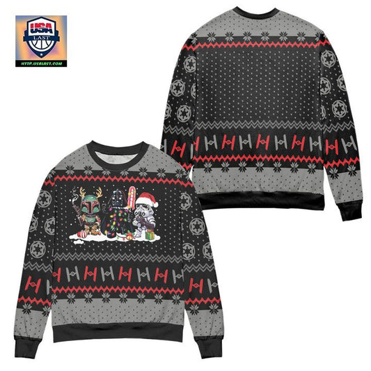 Star Wars Darth Vader Stormtrooper Boba Fett Xmas Pattern Ugly Christmas Sweater ? Black ? Usalast