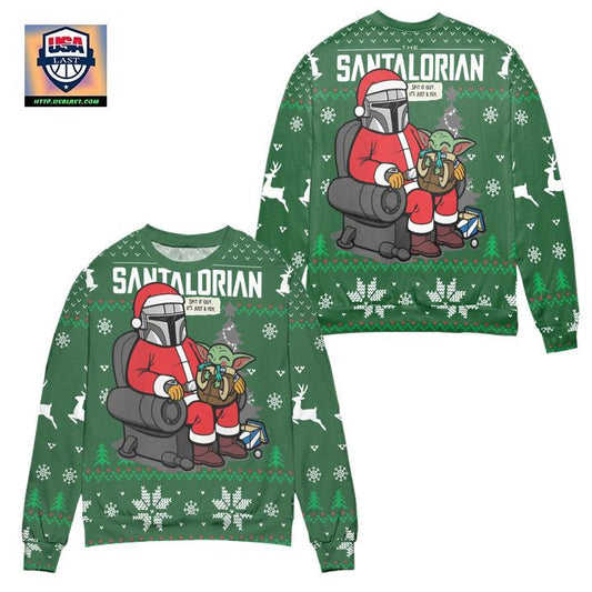 Star Wars Santalorian Baby Yoda Snowflake Ugly Christmas Sweater ? Green ? Usalast