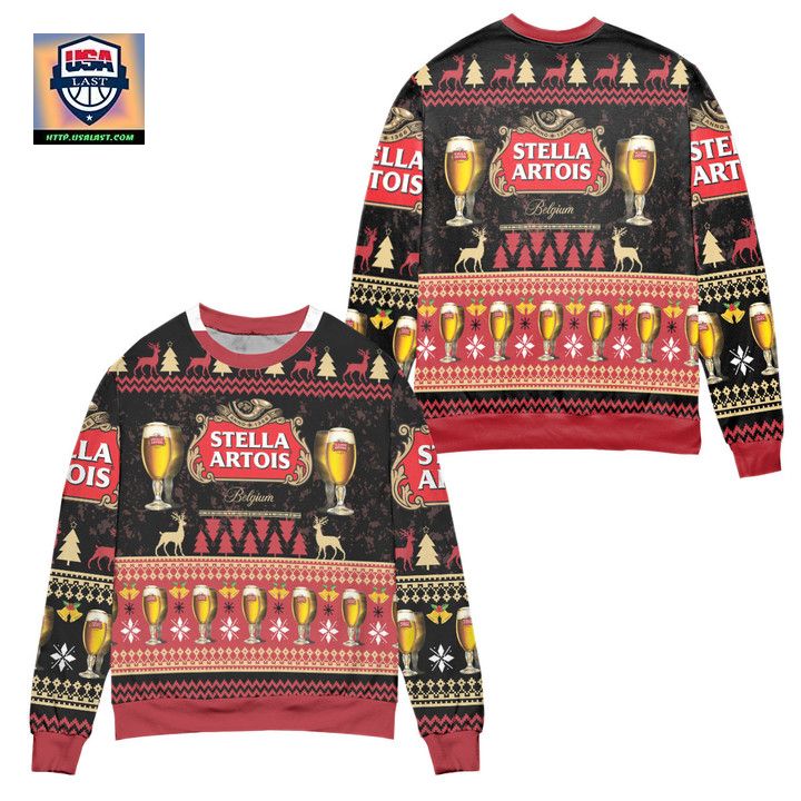 Stella Artois Beer Reindeer Pattern Ugly Christmas Sweater ? Usalast