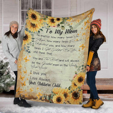 Gift For Mom - Love Alaways Sunflower - Blanket - Qttrendycustom