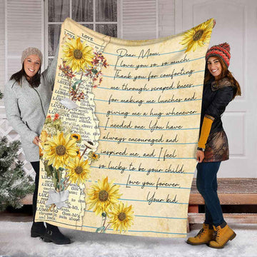 Gift For Mom - Love You Forver - Sunflower - Blanket - Qttrendycustom