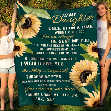 Gift For Daughter From Dad -  Once Upon A Time My Little Girl - Blanket - Qttrendycustom