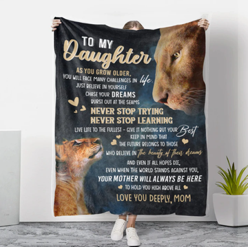 Gifts for Daughter From Mom - Never Stop Trying - Blanket - Qttrendycustom