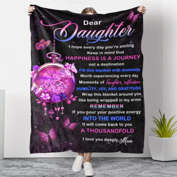 Gifts for Daughter From Mom - Happiness Is A Journey - Blanket - Qttrendycustom
