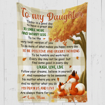 Gifts for Daughter From Mom - Smile More, Worry Less - Blanket - Qttrendycustom