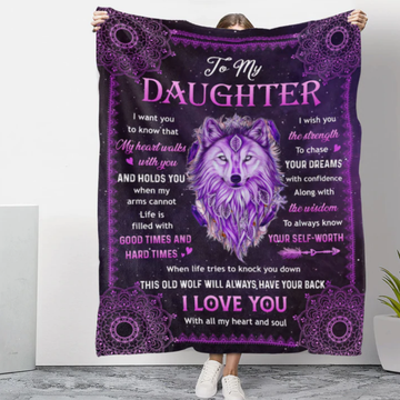 Gifts for Daughter - This Old Wolf Will Have Your Back - Blanket - Qttrendycustom