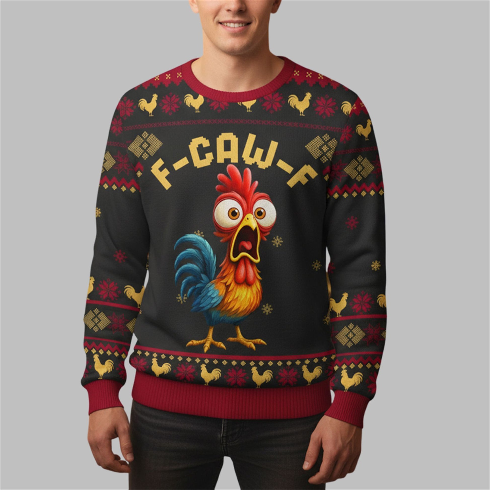 2026 Christmas Chicken F Caw F Ugly Sweater - Moonbestprint