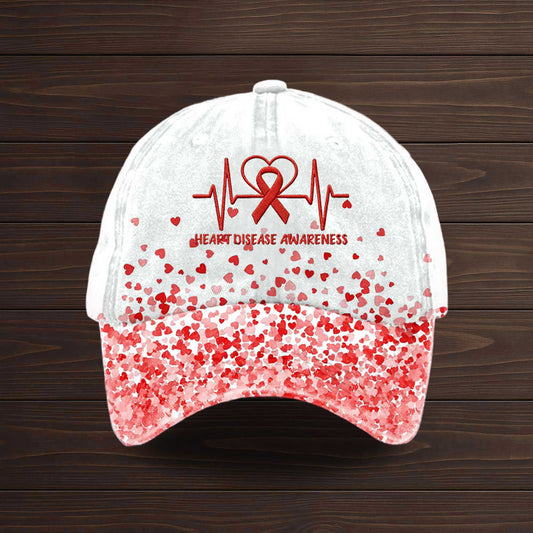 Heart Disease Awareness Printed Hat -Moonbestprint