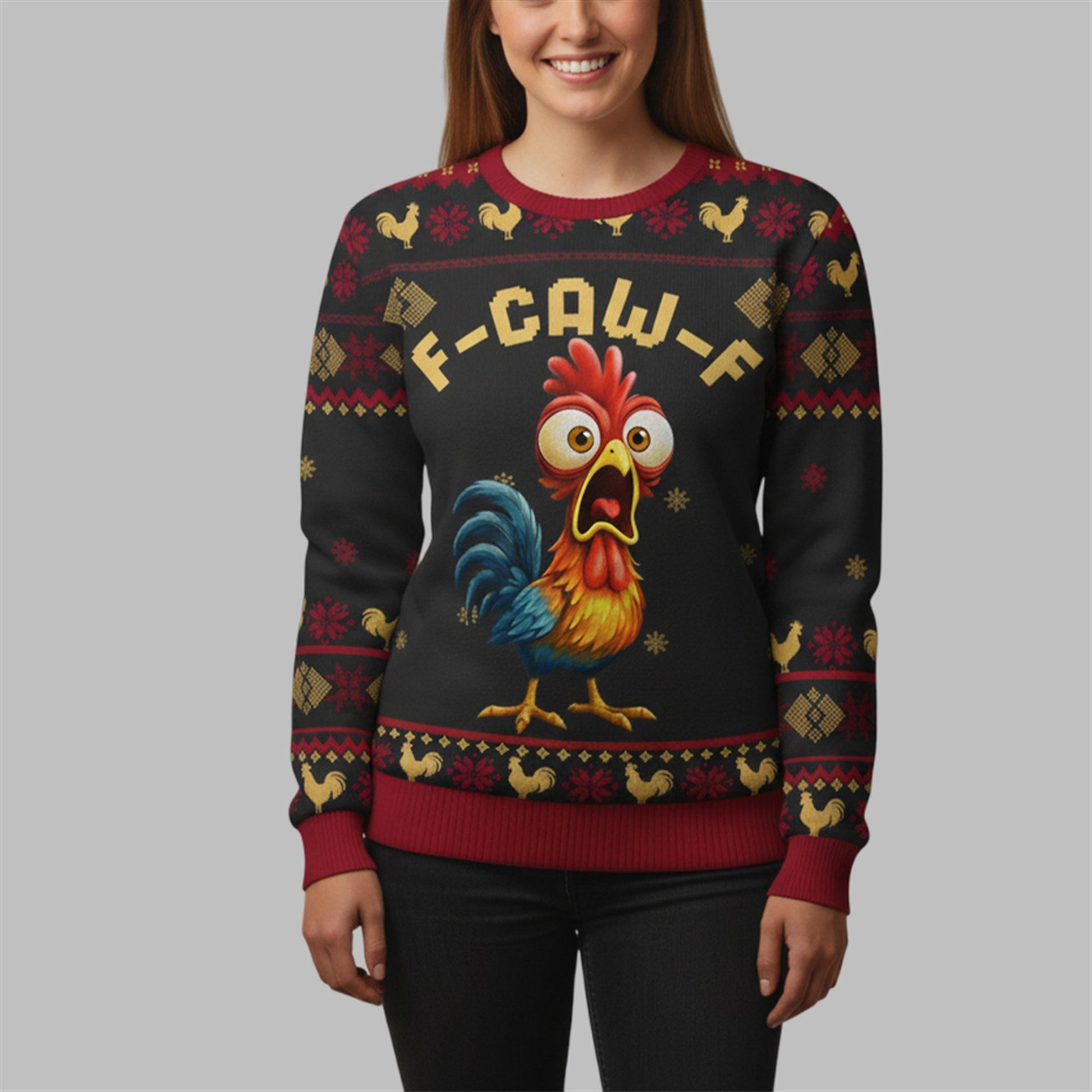 2026 Christmas Chicken F Caw F Ugly Sweater - Moonbestprint