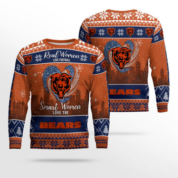Real Women Love Football Smart Women Love Chicago Bears Ugly Sweater – Moonbestprint