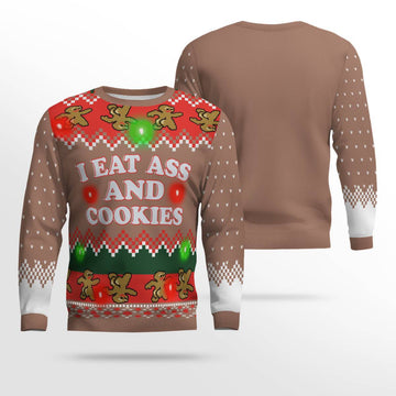 I Eat Ass and Cookies Ugly Christmas Sweater Mocha Mousse – Moonbestprint