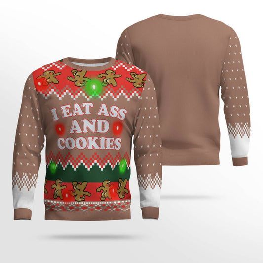 I Eat Ass and Cookies Ugly Christmas Sweater Mocha Mousse – Moonbestprint