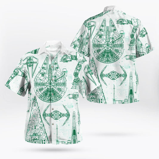 SW Ships Drawing Hawaiian Shirt - Moonbestprint