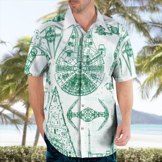 SW Ships Drawing Hawaiian Shirt - Moonbestprint