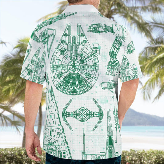 SW Ships Drawing Hawaiian Shirt - Moonbestprint
