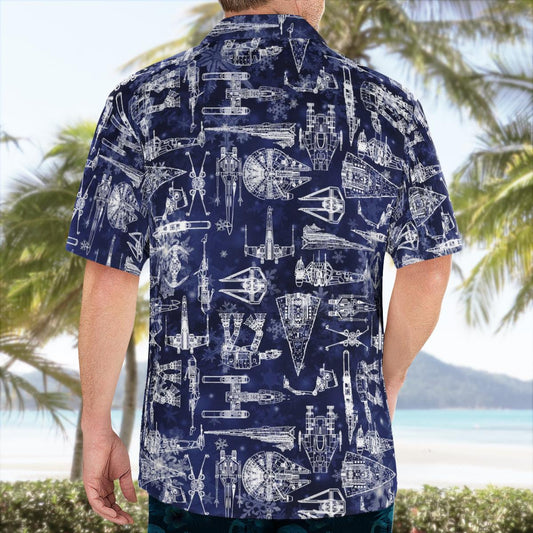 SW SpaceShip Blue Hawaiian Shirt - Moonbestprint