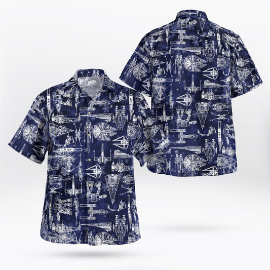 SW SpaceShip Blue Hawaiian Shirt - Moonbestprint