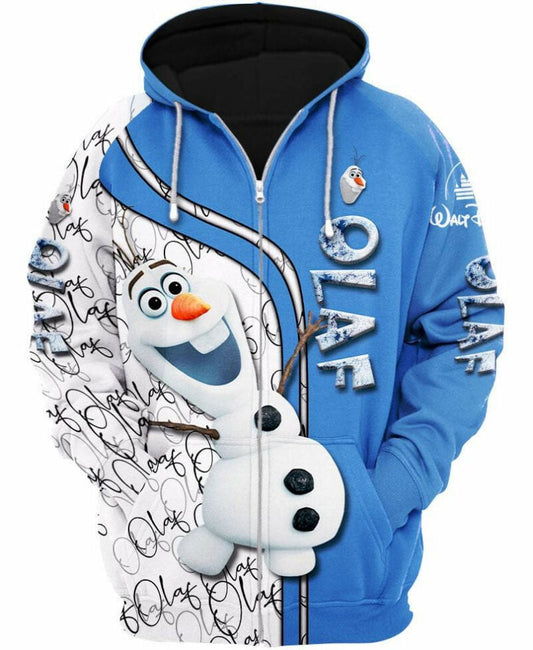 Olaf Snow Man 3d Hoodie Zip Hoodie Moonbestprint