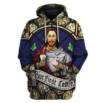 But First Coffee Jesus Love Coffee Blue Coffee Lover International 3d Hoodie Zip Hoodie Moonbestprint