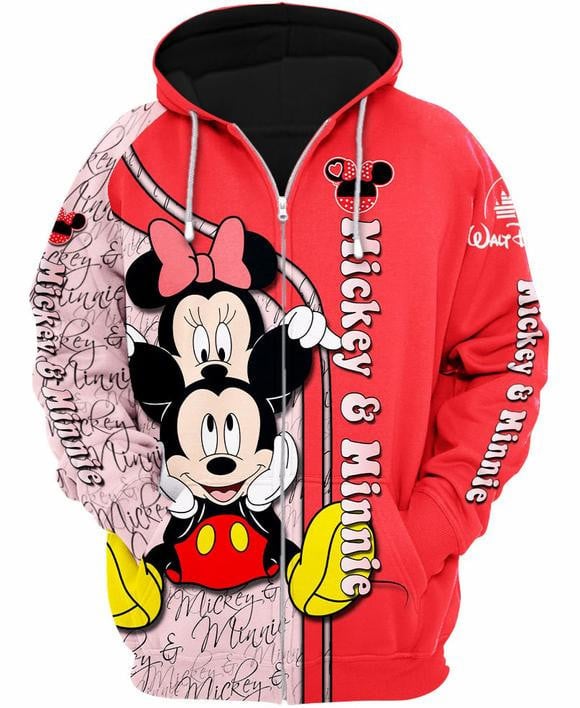 Mickey And Minnie Couple Love 3d Hoodie Zip Hoodie Moonbestprint