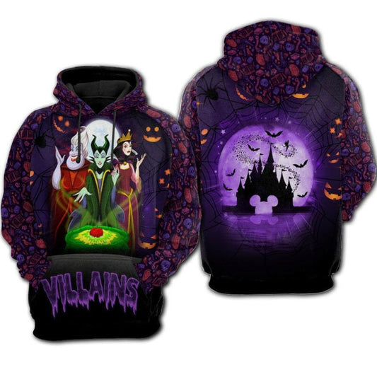 Disney Villains Maleficent Ursula Evil Queen Halloween 3d Hoodie Zip Hoodie Moonbestprint