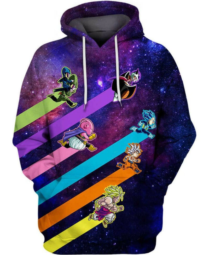 Dragon Ball Hoodie Lines Colors Of Dragon Ball Characters Galaxy Blue Hoodie Zip Hoodie Moonbestprint