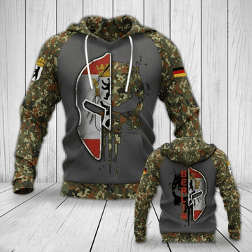 German Berlin Army Skull All Over Printed 3d Hoodie Moonbestprint