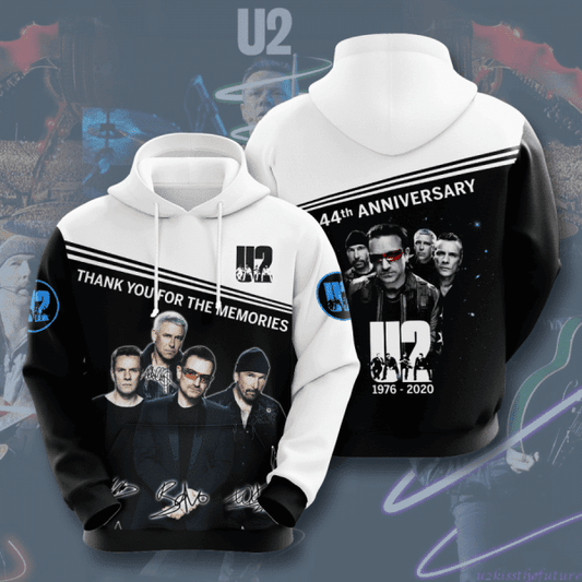 U2 44th Anniversary 1976 2020 Signature Design Gift For Fan Custom 3d Hoodie All Over Printed Hoodie Moonbestprint
