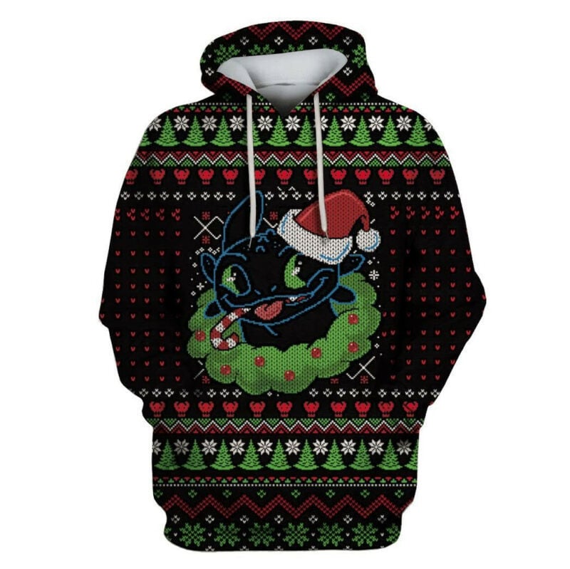Disney Christmas Hoodie How To Train You Dragon Hoodie Toothless Christmas Pattern 3d Hoodie Zip Hoodie Moonbestprint
