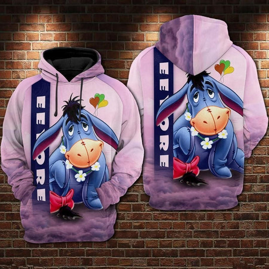 Eeyore Cartoon Winnie The Pooh Movie Disney Over Print 3d Hoodie Zip Hoodie 101 Moonbestprint