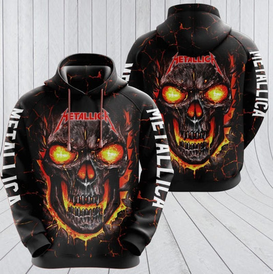 Metallica Band Fire Skull All Over Printed Custom 3d Hoodie Moonbestprint