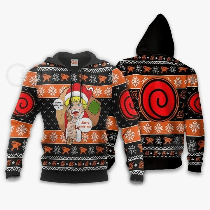 Naruto Ugly Christmas Badge Uzumaki Clan Anime Manga For Men And Women 3d Hoodie Zip Hoodie Moonbestprint