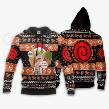 Naruto Ugly Christmas Badge Uzumaki Clan Anime Manga For Men And Women 3d Hoodie Zip Hoodie Moonbestprint