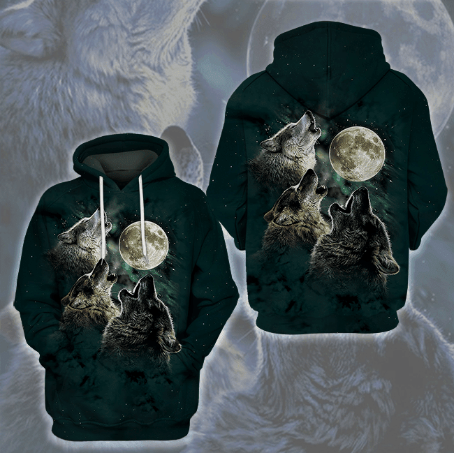 Three Wolf Moon Wild Animal Howling 3d Hoodie Zip Hoodie Moonbestprint