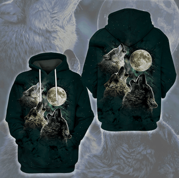Three Wolf Moon Wild Animal Howling 3d Hoodie Zip Hoodie Moonbestprint