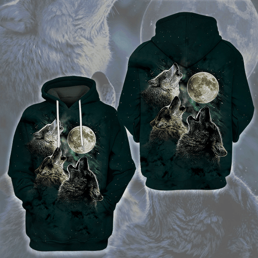 Three Wolf Moon Wild Animal Howling 3d Hoodie Zip Hoodie Moonbestprint