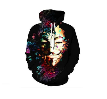Creative Colorful Flowers Anonymous Over Print 3d Hoodie Zip Hoodie Moonbestprint