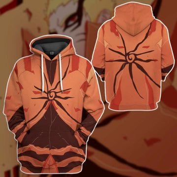 Naruto Baryon Mode Costume Orange 3d Hoodie Zip Hoodie Moonbestprint