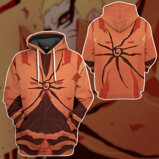 Naruto Baryon Mode Costume Orange 3d Hoodie Zip Hoodie Moonbestprint