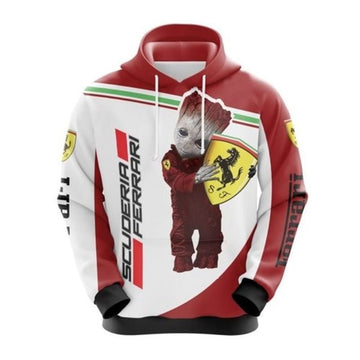 Groot Star Wars Hold Scuderia Ferrari Logo 3d Hoodie Moonbestprint