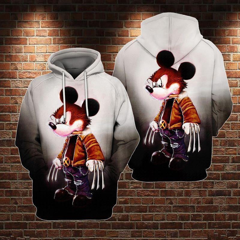 Mickey Mouse Hoodie Dn X-men Crossover Wolverine Logan 3d Hoodie Zip Hoodie Moonbestprint